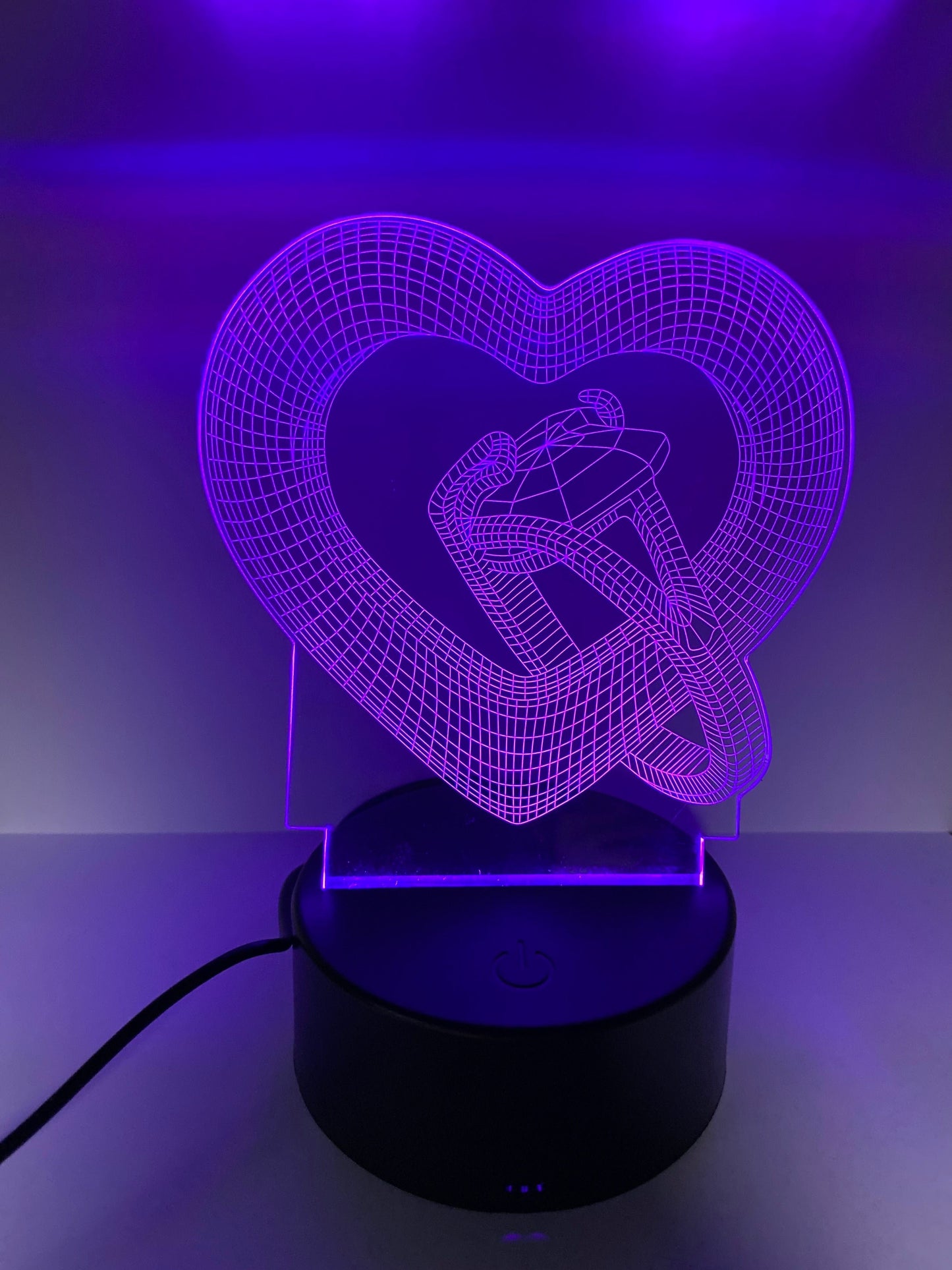 Lampada LED 3D Cuore e Diamante