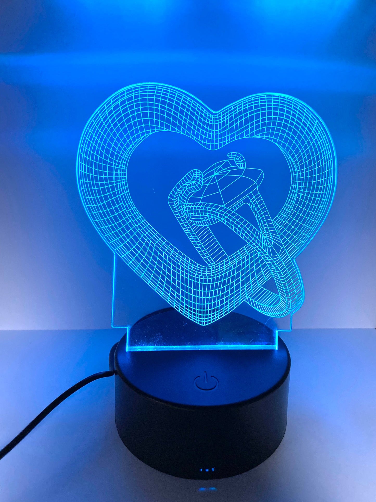 Lampada LED 3D Cuore e Diamante