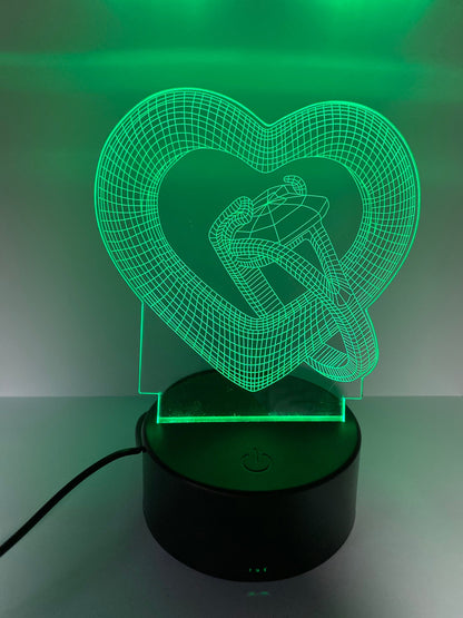 Lampada LED 3D Cuore e Diamante