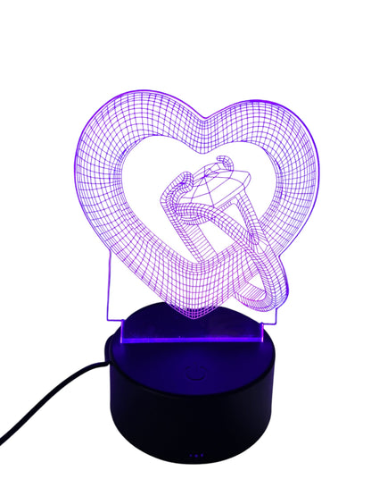 Lampada LED 3D Cuore e Diamante