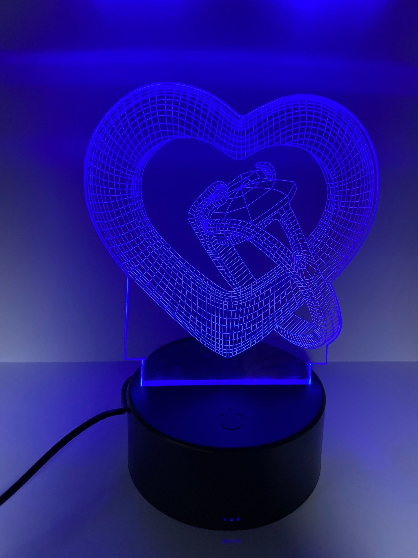 Lampada LED 3D Cuore e Diamante