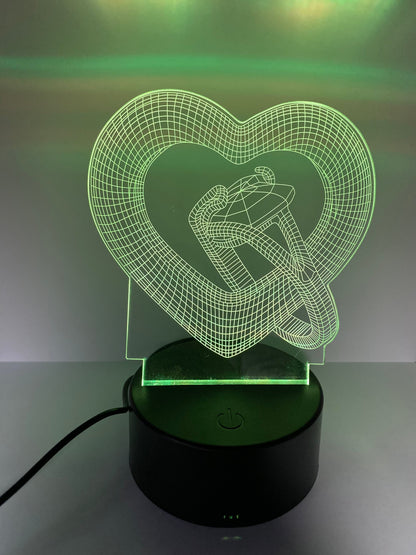 Lampada LED 3D Cuore e Diamante